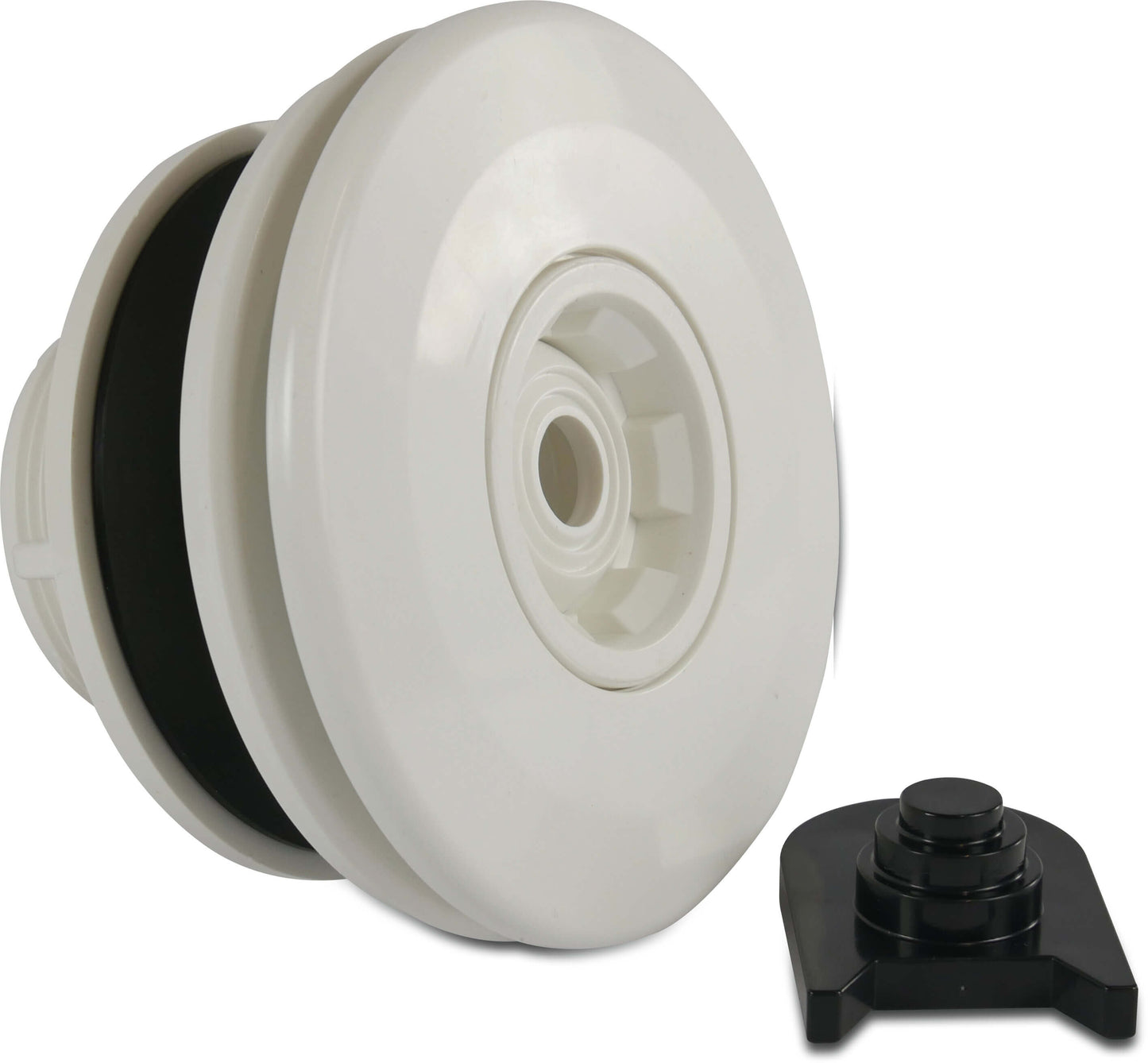 Flotide mit Messing Gewinde M5 Verstellbare Einlaufdüse ABS 50 mm x 2" Klebemuffe x Außengewinde Weiß 14 mm Düse für Linienbecken