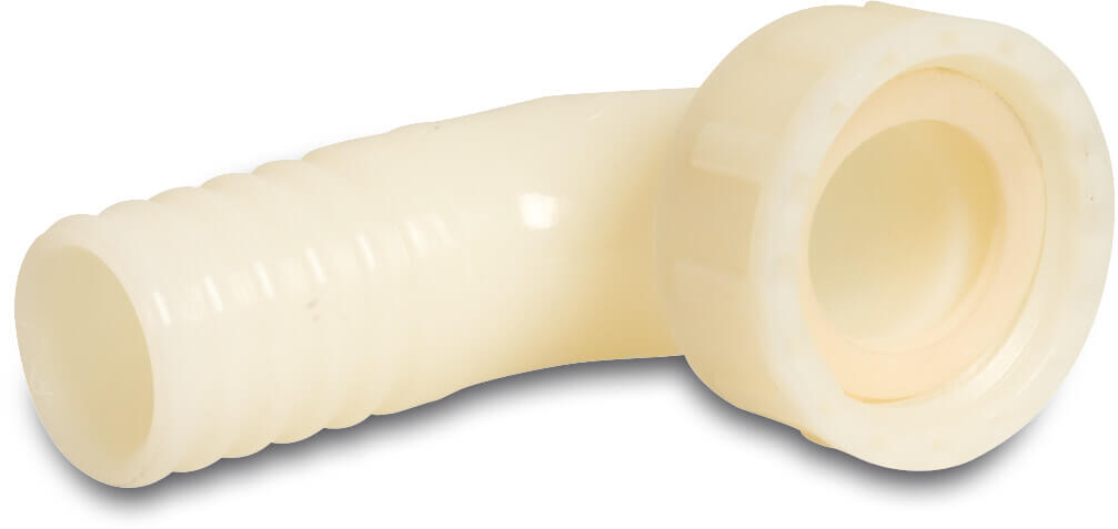 Bogen 90° PA (Nylon) Überwurfmutter IG x Schlauchtülle 16bar Weiß