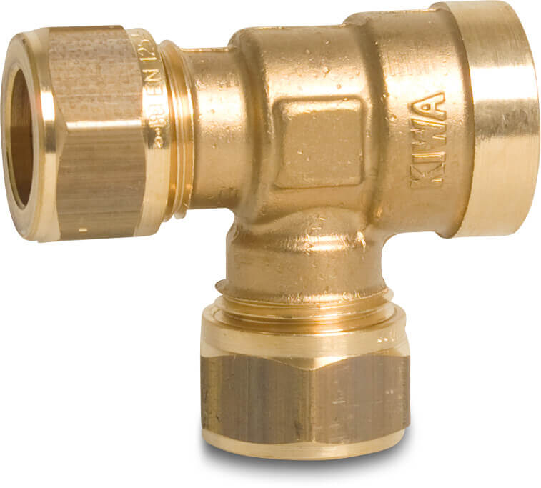 Bonfix T-Stück 90° Messing Klemm x Klemm x Innengewinde KIWA/GASTEC