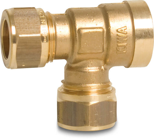 Bonfix T-Stück 90° Messing Klemm x Klemm x Innengewinde KIWA/GASTEC