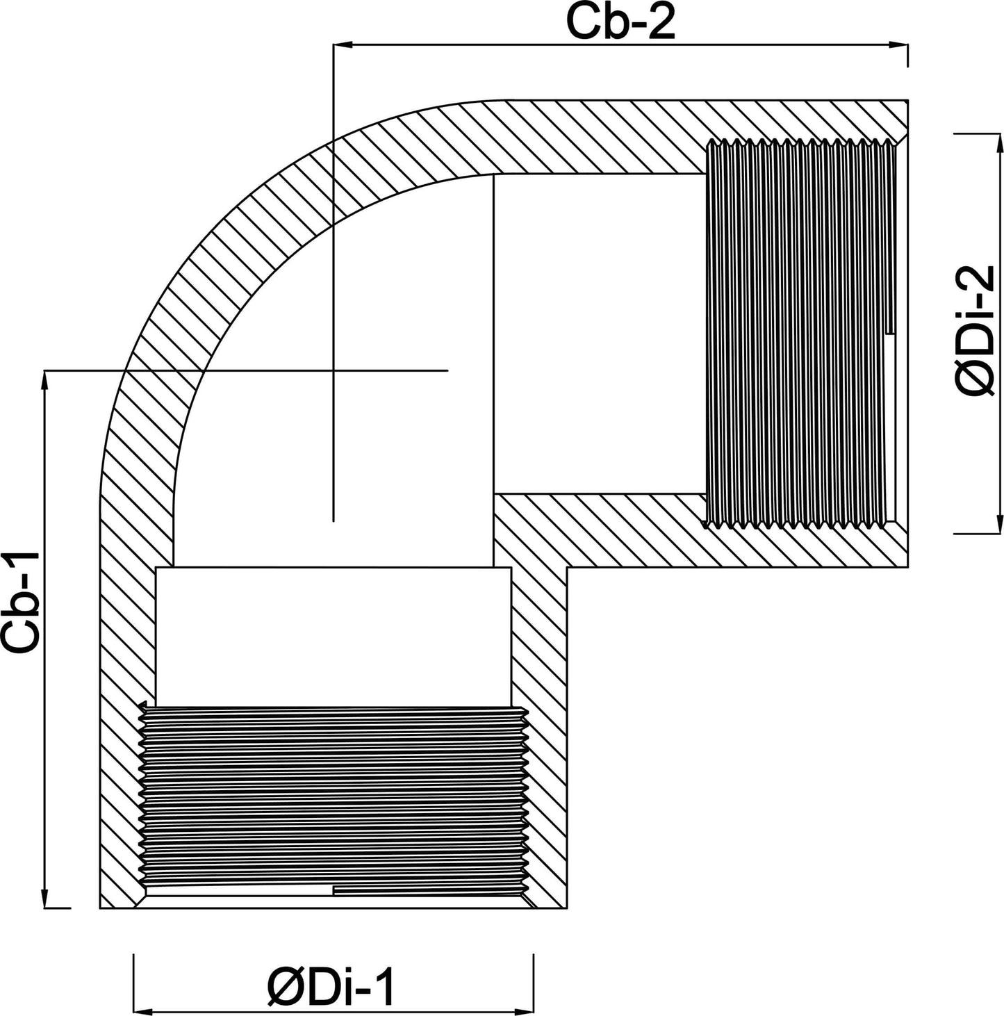 Profec Nr. 90 Winkel 90° Gusseisen Schwarz Innengewinde 25bar DVGW