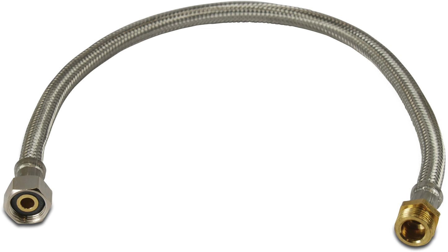 Flexibler schlauch Edelstahl/Silikon Außengewinde x Überwurfmutter IG 8bar DN13 30cm Edelstahl KTW/DVGW Typ gerade