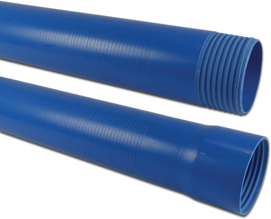 Filterrohr PVC-U Trapez Innengewinde x Trapez Außengewinde 0,5 mm Blau 2m