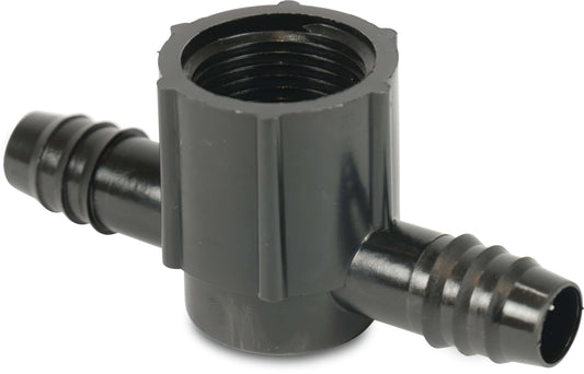Tavlit T-Stück 90° PP 16 mm x 3/4" x 16 mm Tülle x Innengewinde x Tülle 4bar Schwarz Typ mit vollem Durchgang (VE: 10 St.)