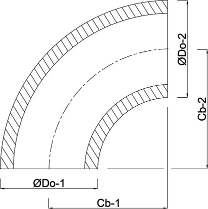 Bogen 90° Stahl x x 2,0 mm Stumpfschweißung