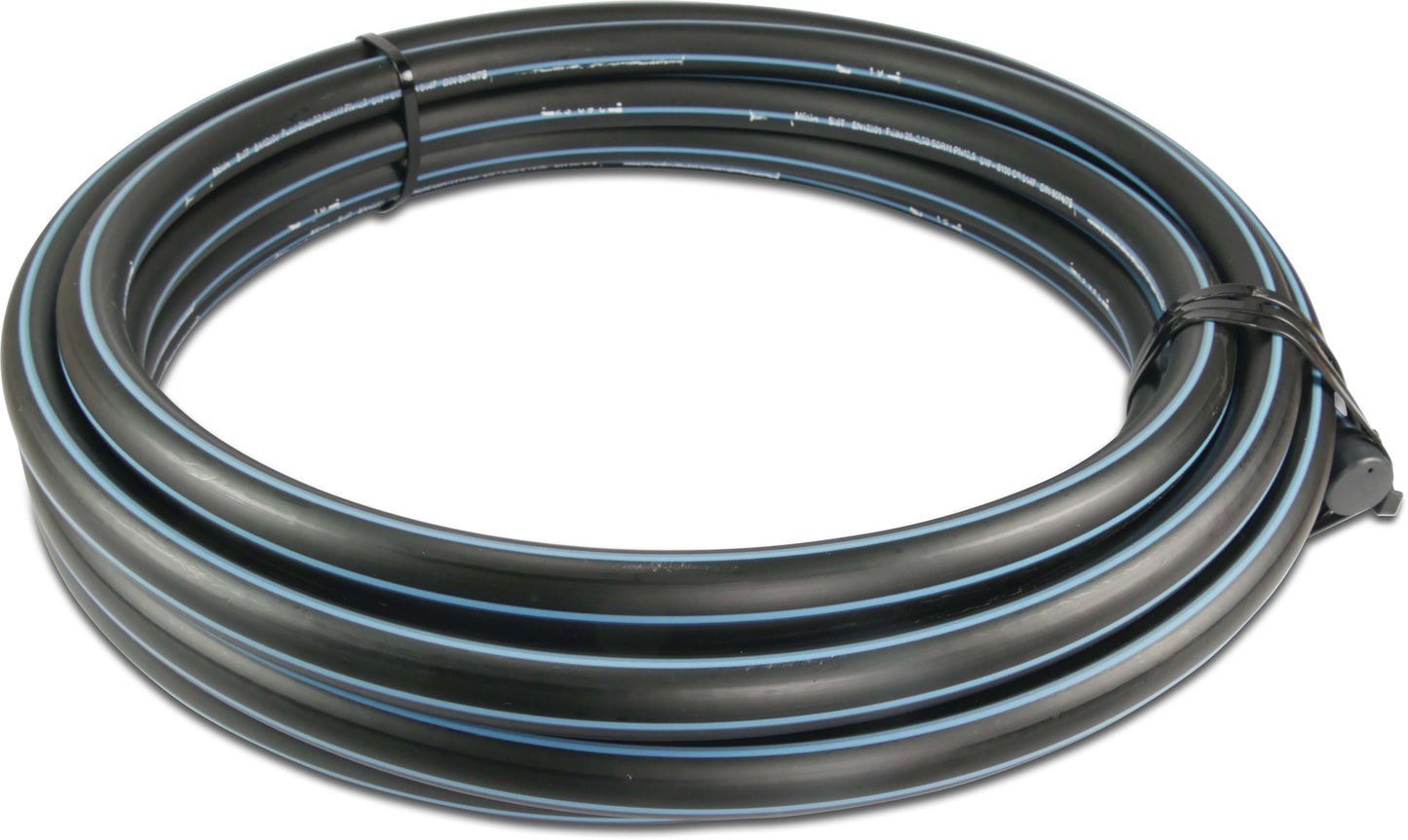 Druckrohr PE80 x Glatt SDR11 12,5bar Schwarz/Blau 25m DVGW Typ D=0,60m
