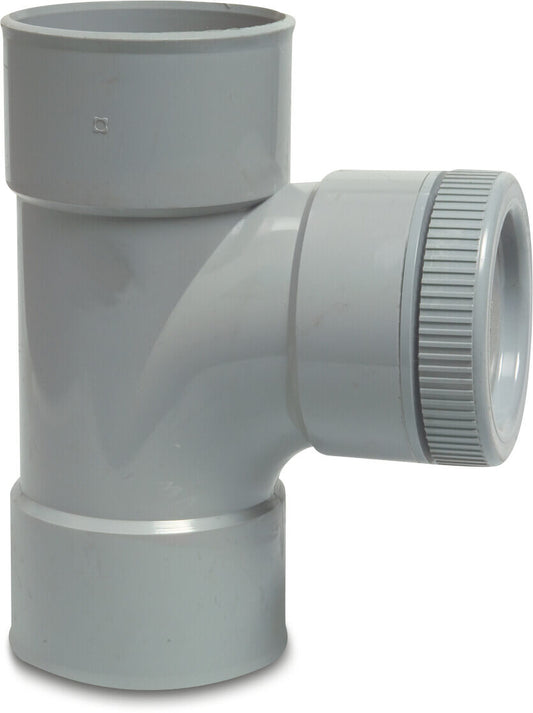 Reinigungs- T-Stück mit Schraubverschluss PVC-U 110 mm Klebemuffe Grau KOMO (VE: 12 St.)