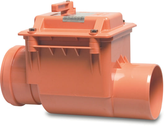 Rückschlagklappe PVC-U SN4 Steckmuffe x Stutzen Rostbraun KOMO/BENOR