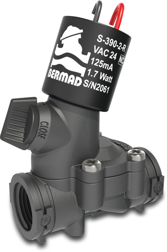 Bermad 200 Magnetventil glasfaserverstärktes Nylon 3/4" Innengewinde 10bar 24VDC Schwarz