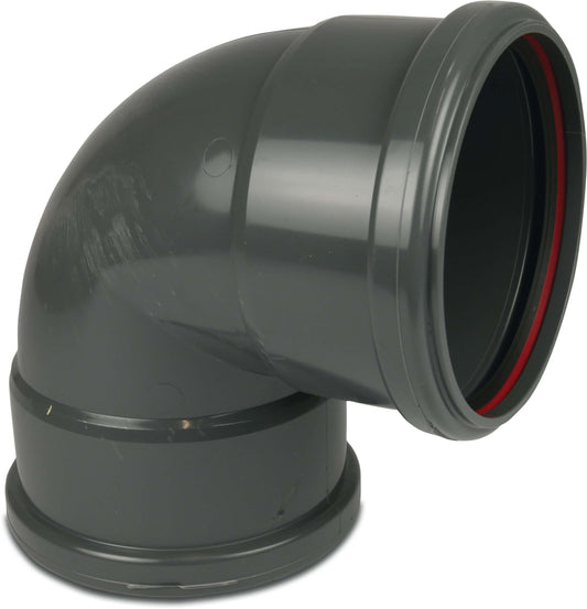 Bogen 87° PVC-U SN4 Steckmuffe DN250 Grau KOMO/BENOR kurz