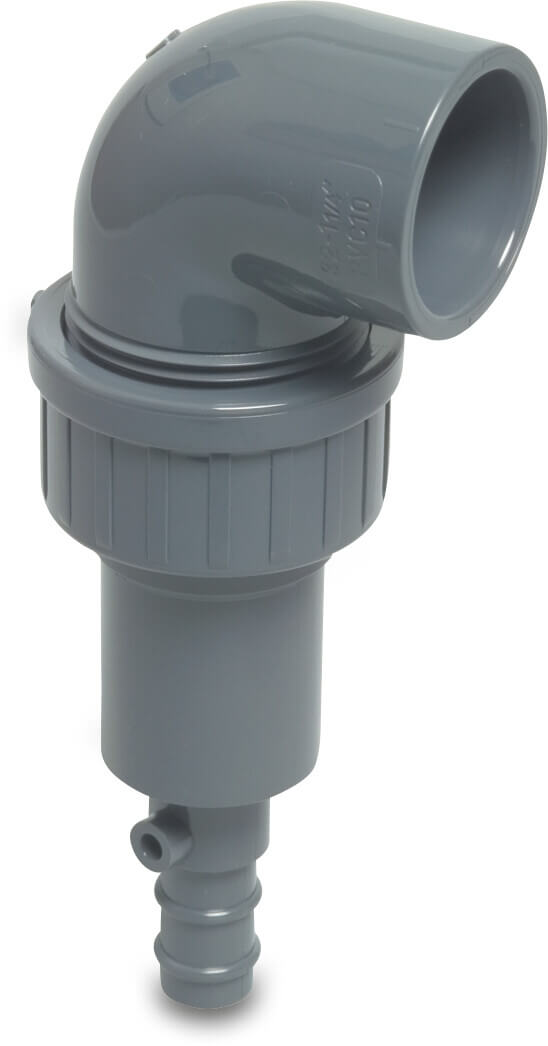 Profec Ablaufventil 90° PVC-U 32 mm x 1 1/4" Klebemuffe x Schlauchtülle 6bar Grau (VE: 10 St.)