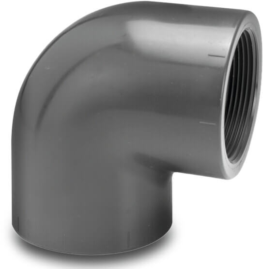 VDL Winkel 90° PVC-U Klebemuffe x Innengewinde 10bar Grau