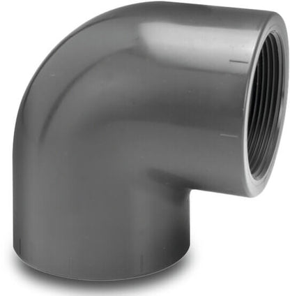 VDL Winkel 90° PVC-U Klebemuffe x Innengewinde 10bar Grau