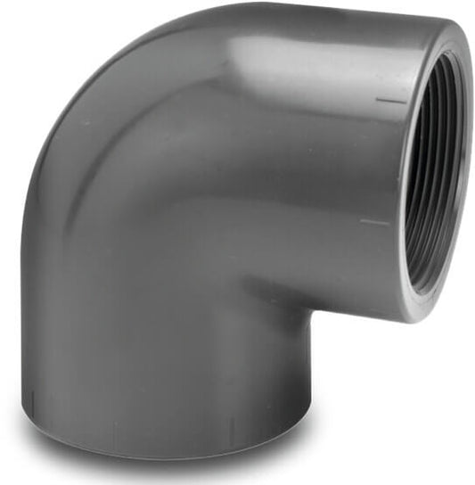 VDL Winkel 90° PVC-U Klebemuffe x Innengewinde 10bar Grau