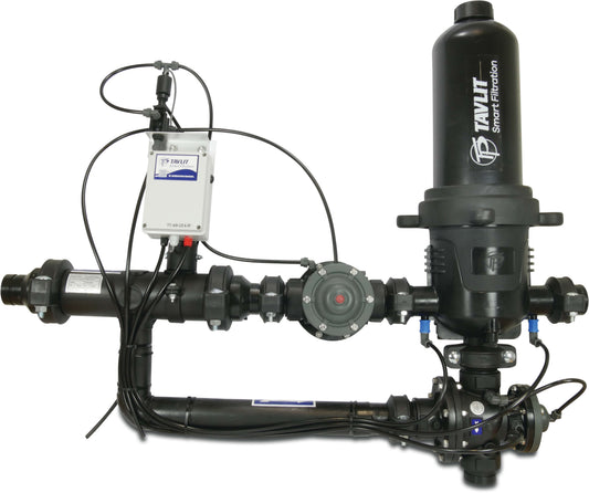 Tavlit Automatische Filterstation glasfaserverstärktes Nylon 2" 10bar 105micron Disk/Scheiben 9-12VDC latch Schwarz Typ TADSA Stand Alone