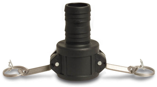 Schnellkupplung PP 1 1/2" x 38 mm M-Teil Kamlock x Schlauchtülle 6bar Schwarz Typ Kamlock C