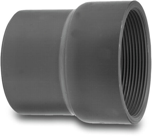 VDL Reduzierstück PVC-U 90/75 mm x 2" Klebestutzen/Klebemuffe x Innengewinde 16bar Grau