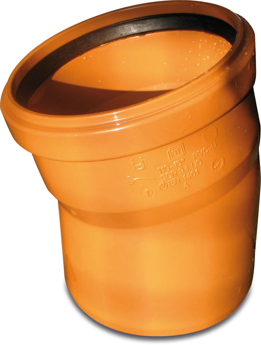 Bogen 15° PVC-U SN4 Steckmuffe x Stutzen Rostbraun