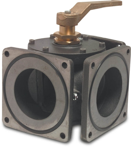 MZ 3-Wege-Kugelhahn Gusseisen 5" DIN Flansch 4bar Typ 0020