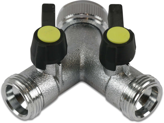 Hydro-S 3-Wege Venti Messing verchromt 3/4" Überwurfmutter IG x Außengewinde x Außengewinde Typ mit Kugelhahn