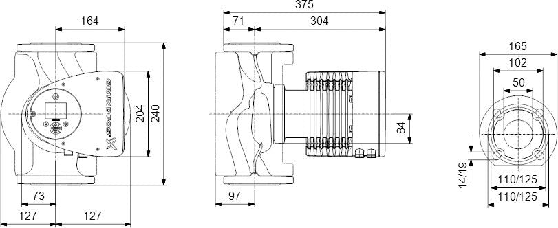 Grundfos Umwälzpumpe mit variabler Drehzahl Edelstahl DIN Flansch 10bar 1.95A 230VAC Schwarz/Rot WRAS