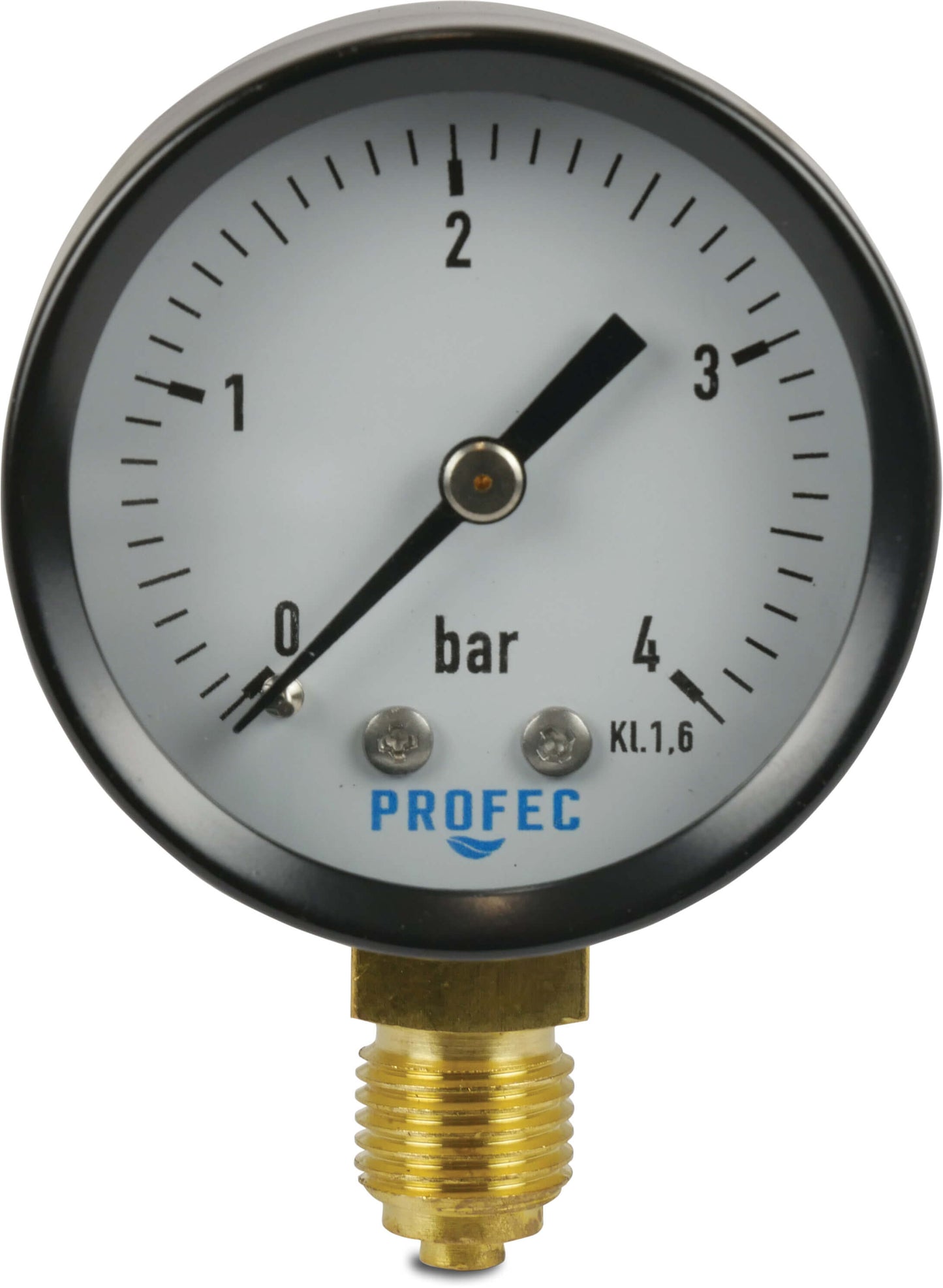 Profec Manometer 50 mm Außengewinde 0 - 2,5bar Schwarz Typ Trocken Unten 1/4"