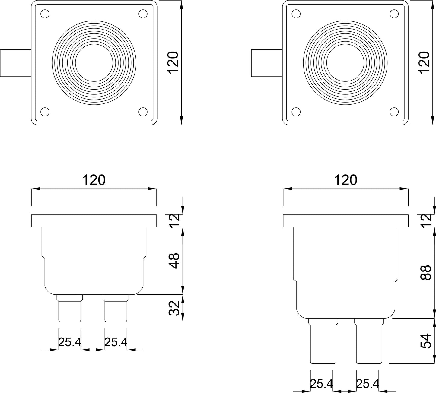 Ocean Anschlussbox ABS 120 mm Weiß
