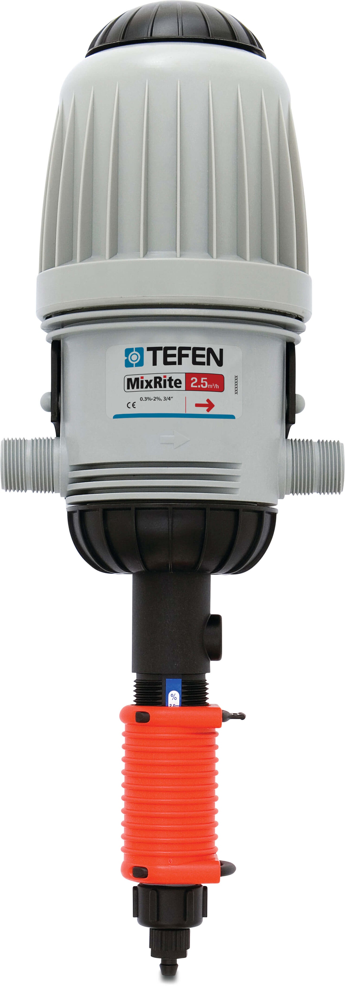 Tefen MixRite 2.5 PO Dosierpumpe für die Tierhaltung Außengewinde x Schlauchtülle x Außengewinde 0.4% - 4%