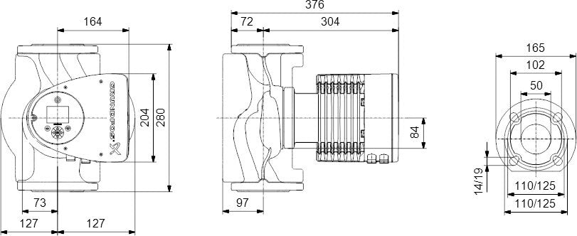Grundfos Umwälzpumpe mit variabler Drehzahl Gusseisen DIN Flansch 10bar 3.17A 230VAC Schwarz/Rot WRAS
