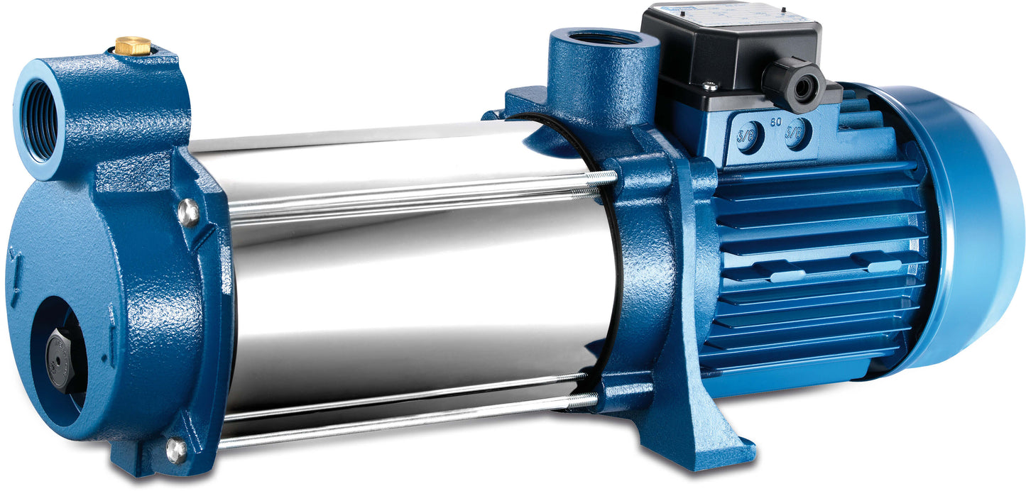 Foras MON120 5A Mehrstufige Kreiselpumpe Gusseisen 1" Innengewinde 11bar 6,1A 230VAC Blau