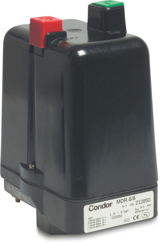 Condor Druckschalter mit thermischer Sicherung 1/2" Innengewinde 1,40-2,45A 230/400VAC