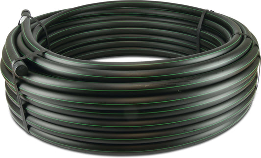 Druckrohr PE100 25 mm x Glatt SDR17 10bar Schwarz/Grün 50m