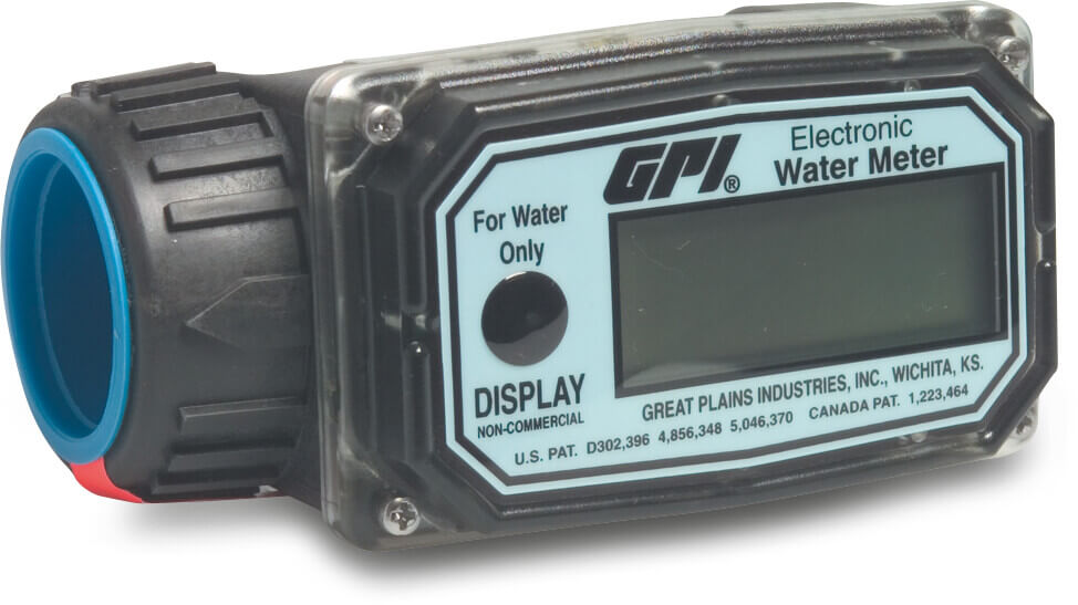 Elektronischer Flüssigkeitsmesser Nylon 1" Innengewinde 10,3bar Schwarz 01N31LM Typ GPI-W für Wasser