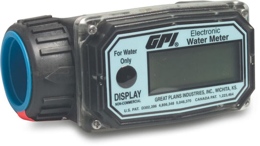 Elektronischer Flüssigkeitsmesser Nylon 1" Innengewinde 10,3bar Schwarz 01N31LM Typ GPI-W für Wasser