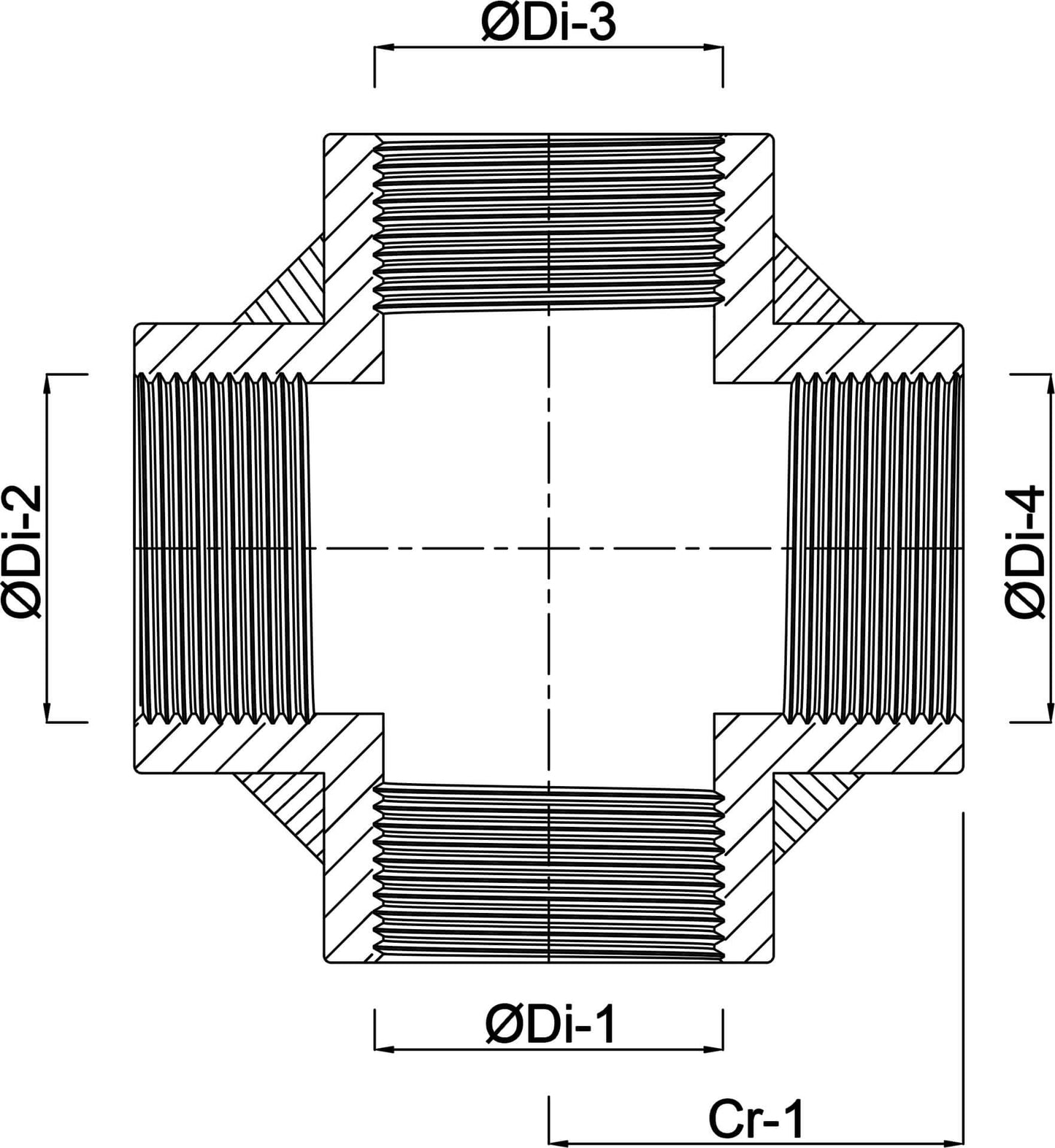 Profec Nr. 180 Kreuzstück Edelstahl 316 1/4" Innengewinde 16bar