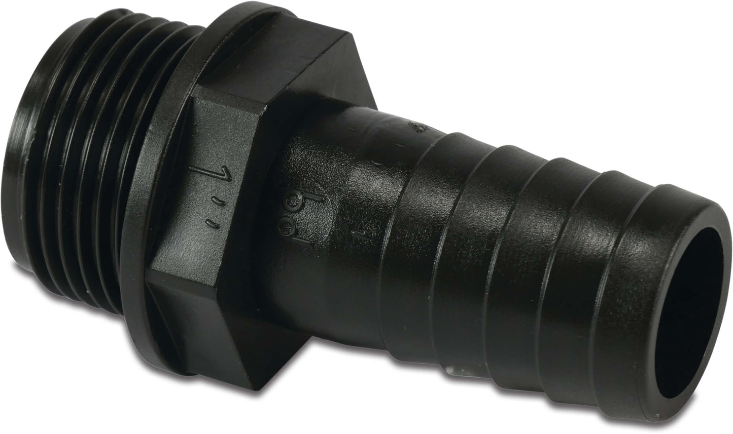 Schlauchtülle PP 1" x 25 mm Außengewinde x Schlauchtülle 6bar Schwarz (VE: 10 St.)