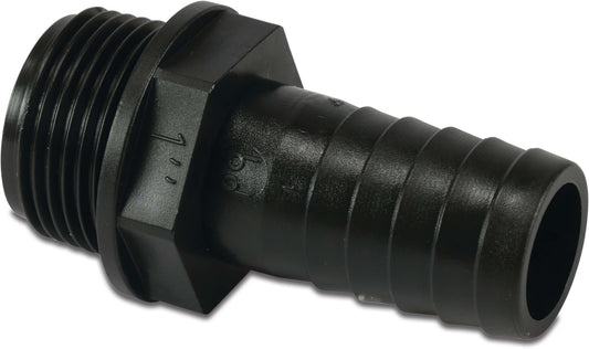 Schlauchtülle PP 1" x 25 mm Außengewinde x Schlauchtülle 6bar Schwarz (VE: 10 St.)