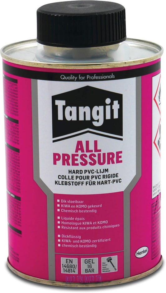 Tangit Kleber 480g mit Pinsel KIWA Typ All Pressure Label DE/NL/FR