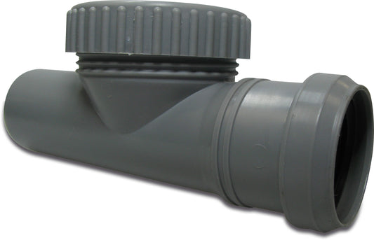 Reinigungsstück PP 50 mm Steckmuffe x Stutzen Grau