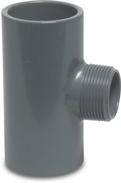 Profec T-Stück 90° PVC-U Klebemuffe x Außengewinde x Klebemuffe 10bar Grau