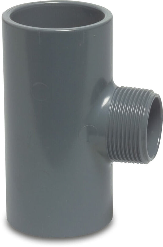 Profec T-Stück 90° PVC-U Klebemuffe x Außengewinde x Klebemuffe 10bar Grau