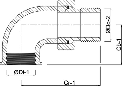 Nr. 98 Winkelverschraubung 90° Messing 1 1/4" Innengewinde x Außengewinde 40bar Typ Konisch