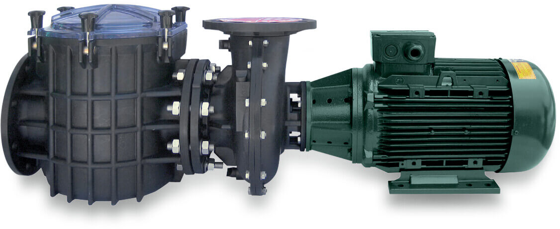 PSH F-Giant-18 Schwimmbadpump öffentlicher Bereich PP/GF30 DN100 DIN Flansch 7,4A 400/690VAC Schwarz/Grün