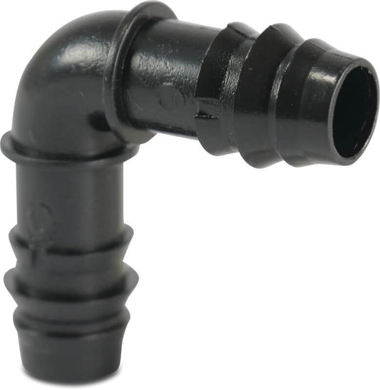 Winkel 90° POM 16 mm Tülle 4bar Schwarz
