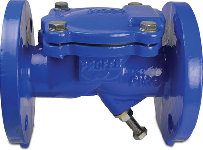 Profec Rückschlagklappe mit Anlüftevorrichtung Sphäroguss (GGG40) Epoxybeschichtung DIN Flansch 16bar Blau PN10