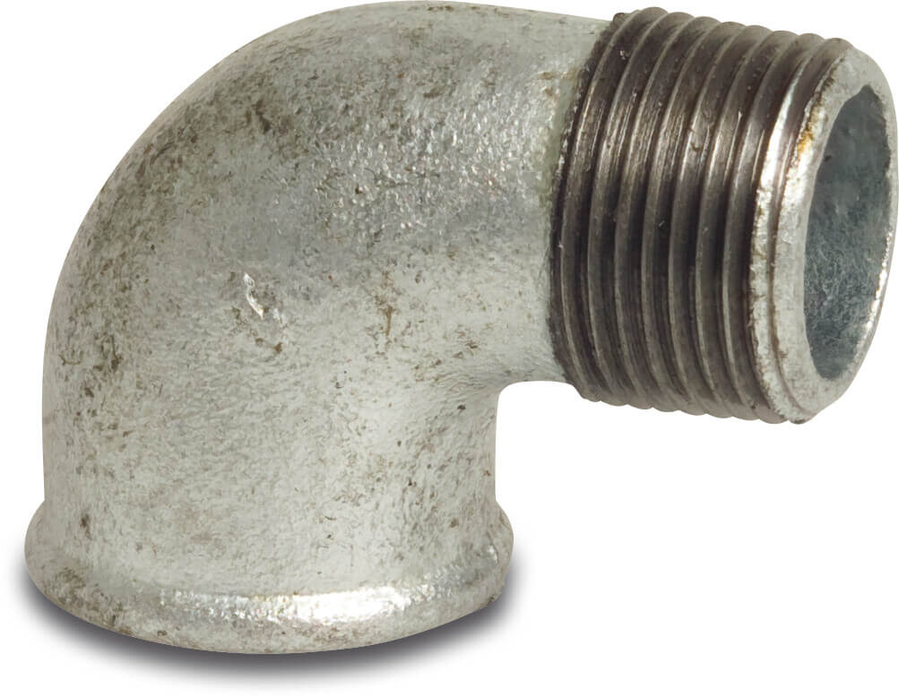 Nr. 92 Winkel 90° Gusseisen Verzinkt 1 1/4" Innengewinde x Außengewinde P1