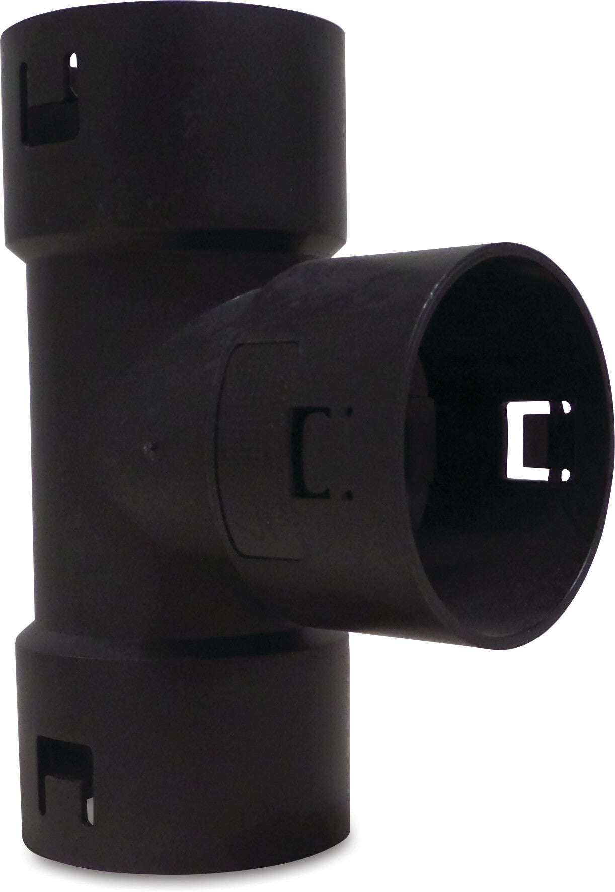 T-Stück 90° PP Klick Muffe Schwarz