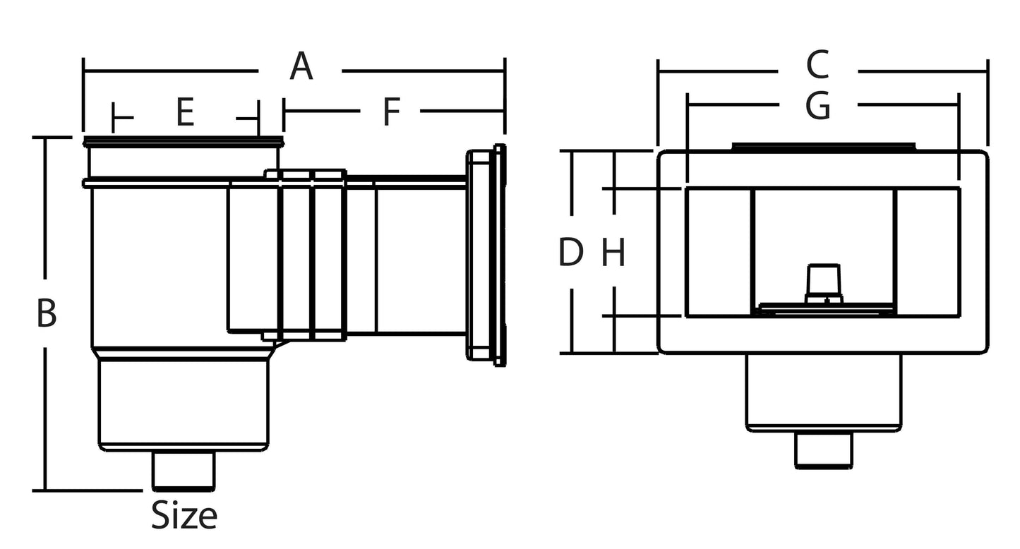 Hayward Wasserlinien Skimmer breit ABS 2" Innengewinde Grau Mirror Typ mit Messing M6 Gewinde