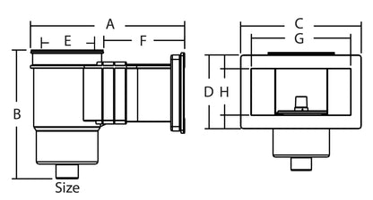 Hayward Wasserlinien Skimmer breit ABS 2" Innengewinde Grau Mirror Typ mit Messing M6 Gewinde