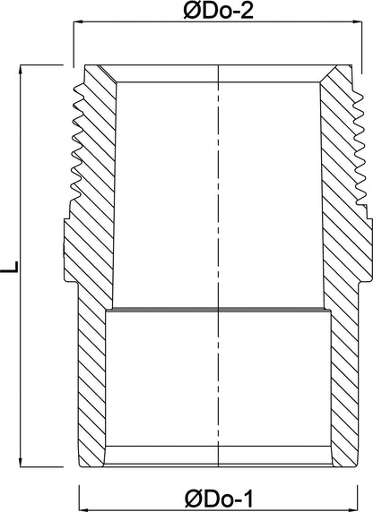 Profec Übergangsadapter PVC-U 2" x 2" Imperial Klebestutzen x Außengewinde 10bar DN50 Grau